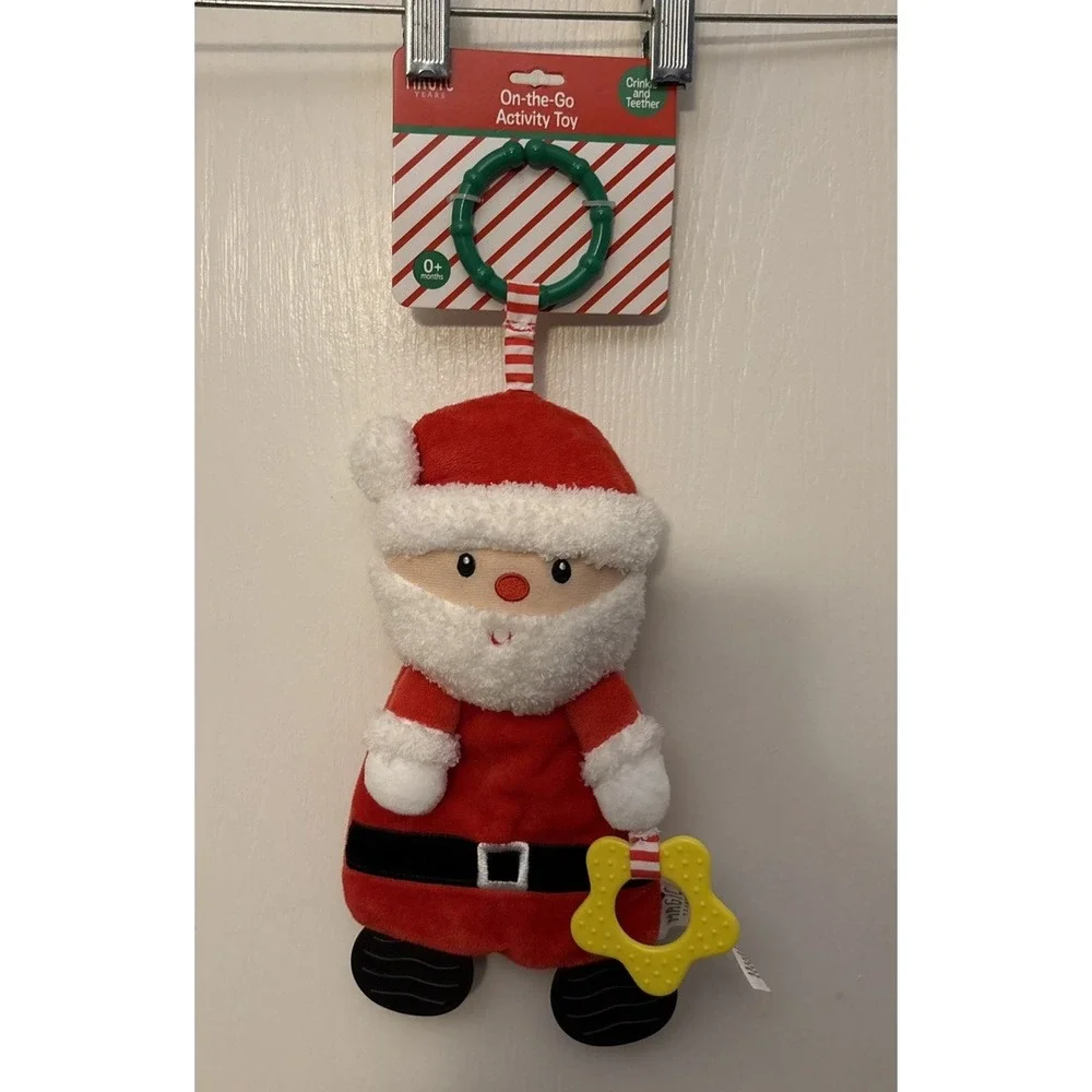 New Magic Years Santa Crinkle and Teether. On The Go Baby Accessory Car Seat Toy